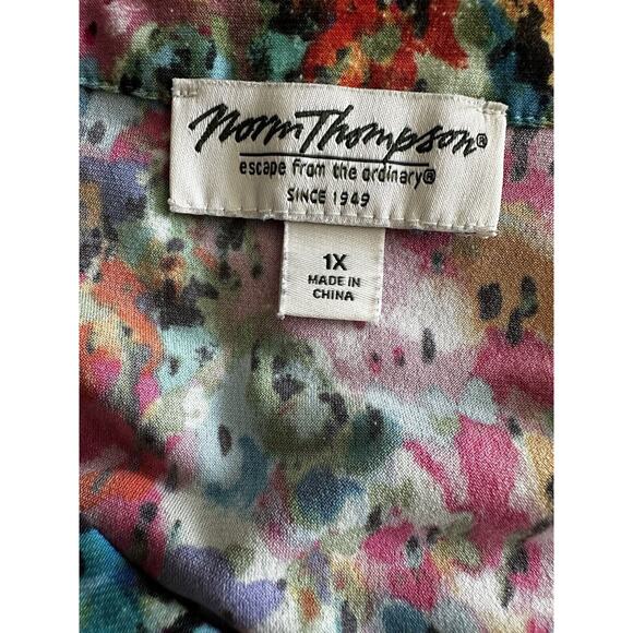 Norm Thompson Women's Plus Multicolor Watercolor Floral Tank Top Size 1X - Picture 5 of 6